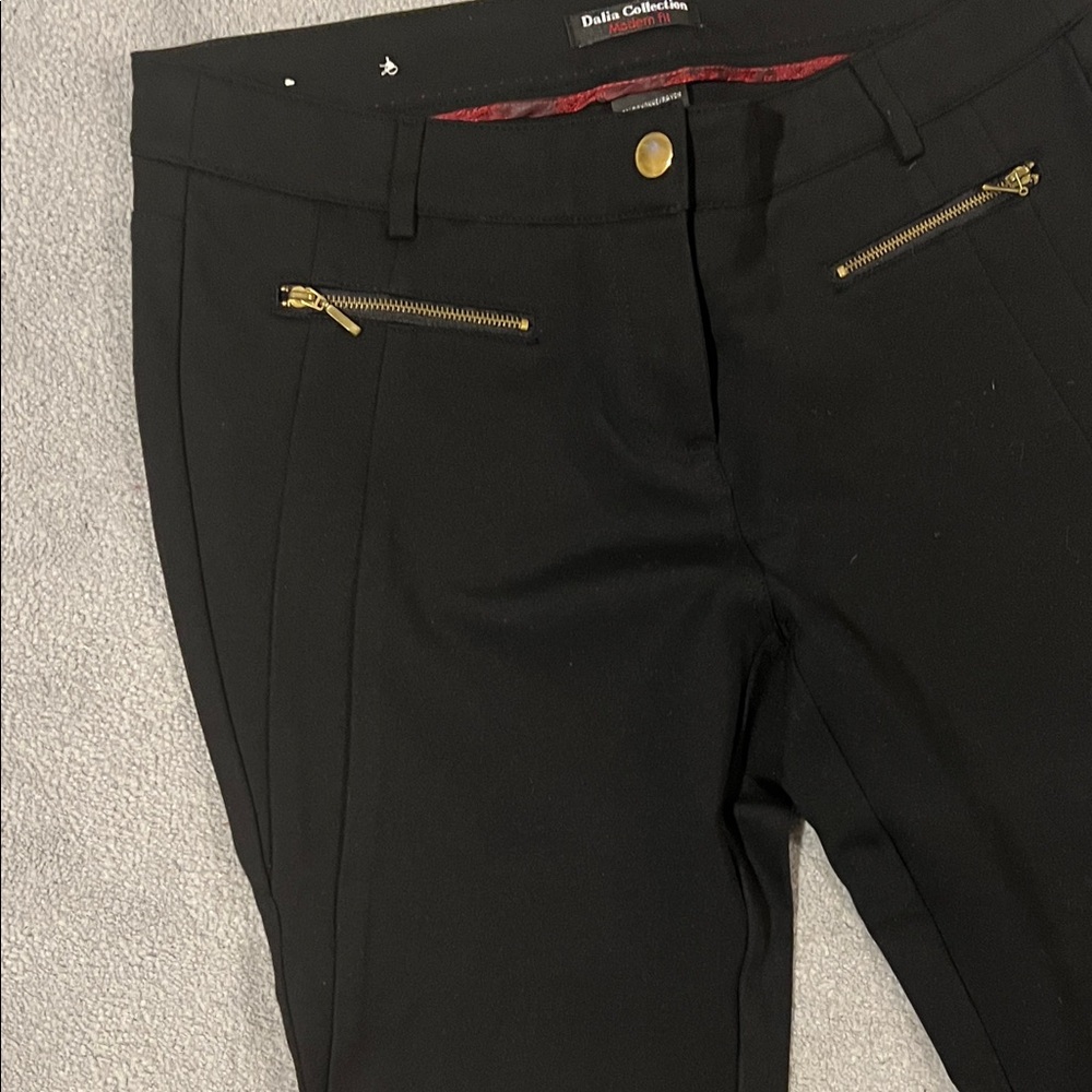 Black Skinny Trouser Pants with Gold Accents - Picture 5 of 7